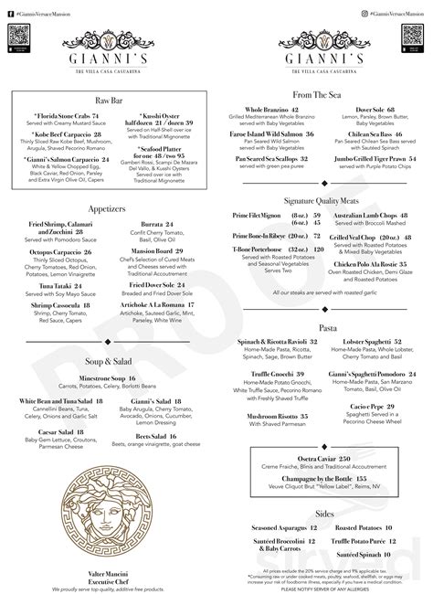 versace mansion miami restaurant menu.